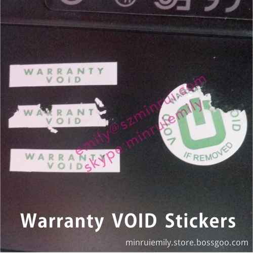Minrui 25x5mm Warranty Void Stickers,security Tamper Proof Calibration Labels,warranty Void Destructible Adhesive Labels 